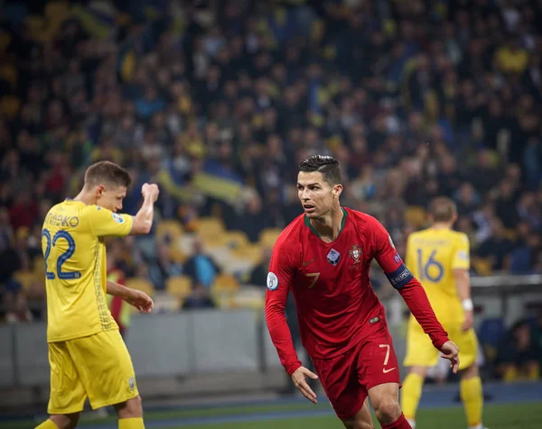 Kyjev Ukrajina Října 2019 Portugalský Cristiano Ronaldo Během Uefa Euro — Stock fotografie
