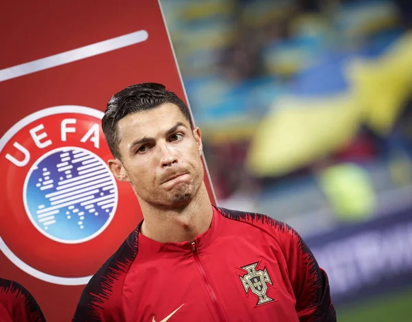 Kiev Ukraina Oktober 2019 Cristiano Ronaldo Portugal Uefa Euro 2020 — Stockfoto