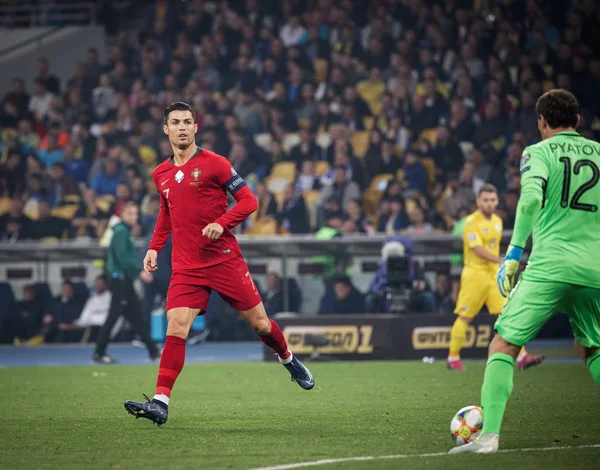 Kyjev Ukrajina Října 2019 Portugalský Cristiano Ronaldo Během Uefa Euro — Stock fotografie