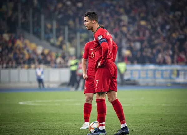 Kiev Ucrania Octubre 2019 Cristiano Ronaldo Portugal Durante Eurocopa 2020 — Foto de Stock