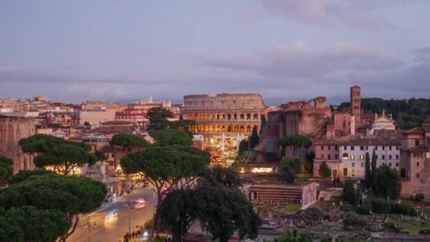 Vista Timelapse Roma Coliseu Fórum Romano Roma Itália — Vídeo de Stock