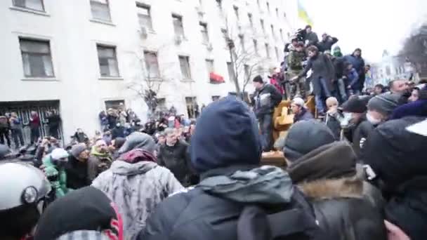 Kyiv Ukraine Dec 2013 Petro Poroshenko Trying Calm Rotesters Conflict — Stok video