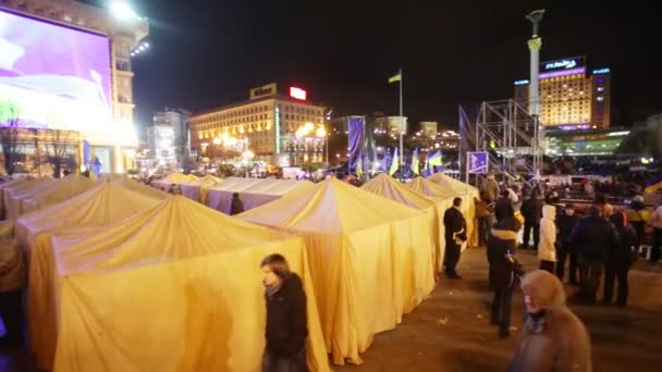 Kyiv Ukraine Dec 2013 First Tents Set Maidan Nezalezhnosti Independence — 图库视频影像