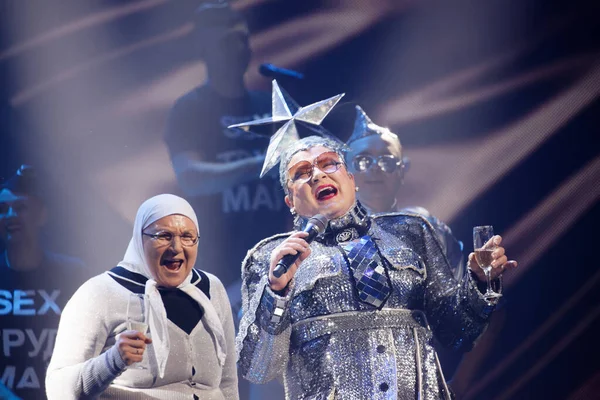 KYIV, UKRAINE - 22 Şubat 2020: Verka Serduchka (Andriy Danylko) Eurovision 2020 Şarkı Yarışması Ukrayna seçmeleri finalinde
