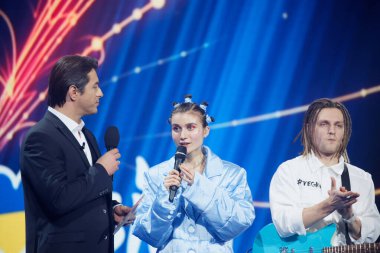 KYIV, UKRAINE - 22 Şubat 2020: Jerry Heil Ukrayna 'nın 2020 Eurovision Şarkı Yarışması finalinde