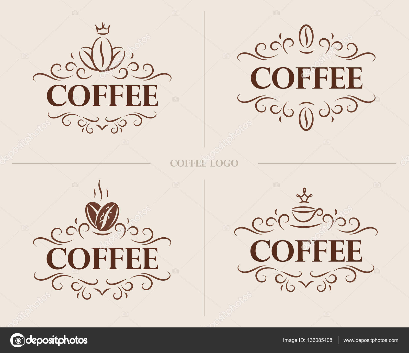 Fine Luxury Calligraphic Coffee Emblem Design Template Label Vector Vintage Coffee Logo Coffee Label Design Template