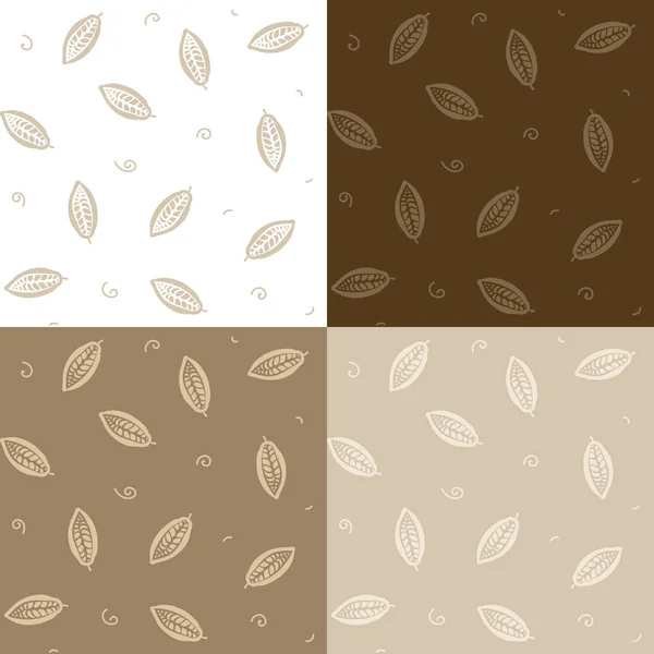 Seamless ornamental pattern with cacao beans. Original elegant cocoa pattern. Pattern with cacao fruits. Vector cacao background. — Stock Vector