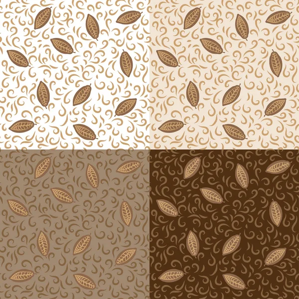 Seamless ornamental cacao beans pattern. Original elegant cocoa pattern. Pattern with cacao fruits. Vector cacao background. — Stock Vector