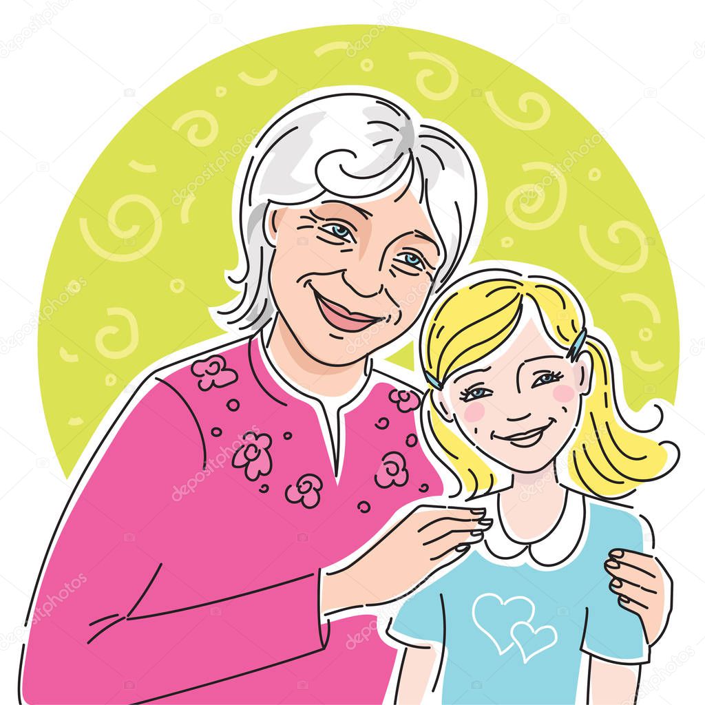 Portrait of a happy grandmother with her granddaughter. 