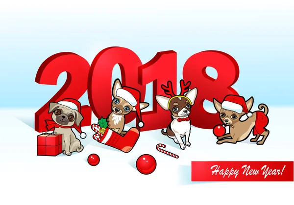 Noel ve yeni yıl 3d kartı şirin köpek. Çizilmiş vektör çizim. Mükemmel için tebrik kartı, davet, etiketleri, posterler, etiketleri ve diğer Noel tasarımınızı oluşturmak.