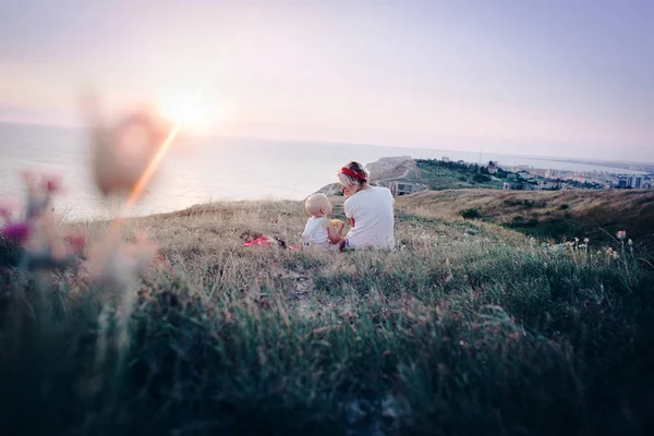 Happy mother and son outdoor — Stock Photo, Image