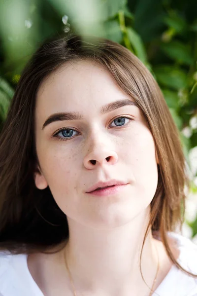 Portrait Attrayant Jeune Femme Plein Air Dans Parc Vacances Beauté — Photo