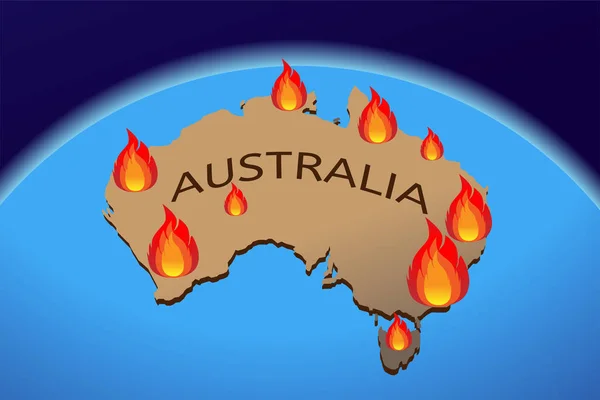 Incêndios florestais na Austrália — Vetor de Stock