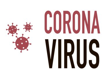 Beyaz arkaplanda Coronavirus yazıları ve sembolü var. COVID-19. 