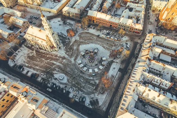 Каунасский старый город, Литва. Зимняя сцена заката . — стоковое фото