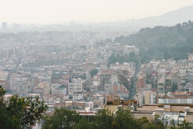 Barselona 'nın panoramik manzarası, İspanya