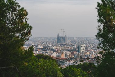 Barselona 'nın panoramik manzarası, İspanya