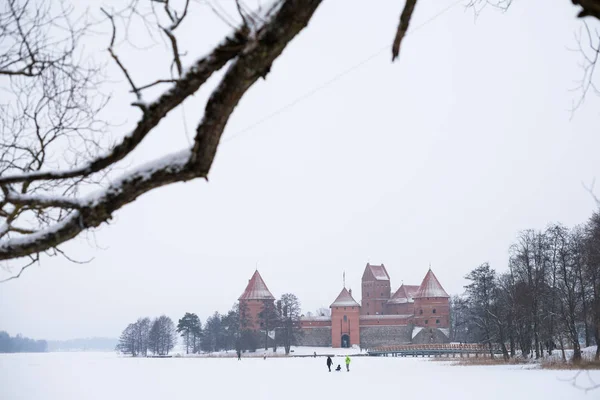 Castillo de la isla de Trakai en invierno — Foto de Stock