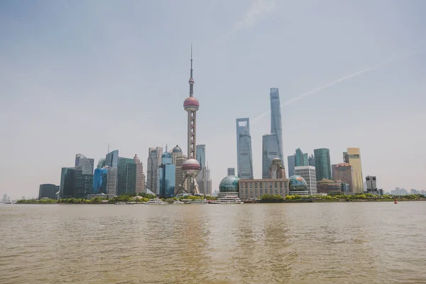 Nové oblasti Panorama Pudong, Šanghaj, Čína — Stock fotografie