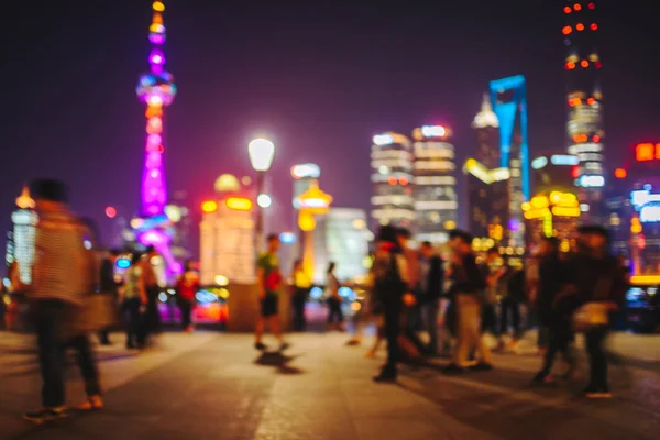 Xangai à noite, vista desfocada — Fotografia de Stock