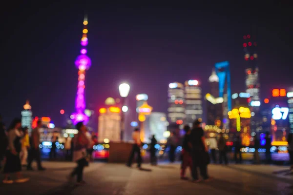 Shanghai por la noche, vista desenfocada —  Fotos de Stock