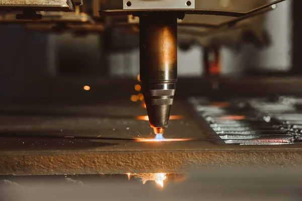 Steel cutting process with gas, close up