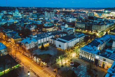 Kaunas city at night clipart