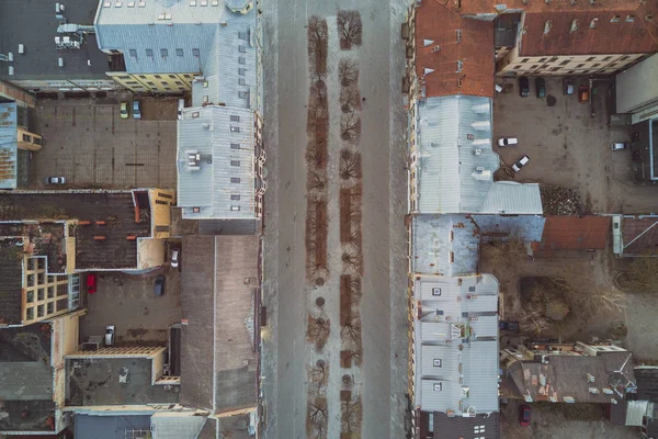 Imagem Panorâmica Cidade Velha Kaunas Vista Drone — Fotografia de Stock