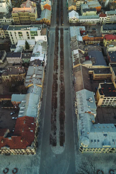 考纳斯旧城 无人机视图的全景图像 — 图库照片