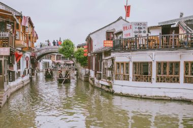 Gezi tekneleri Zhujiajiao antik kenti, Çin