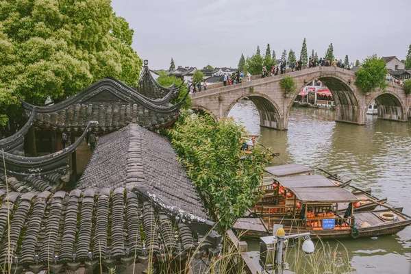 Most Fangsheng w Zhujiajiao starożytnego miasta, Chiny — Zdjęcie stockowe