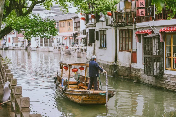 Sightseeing Boats in Zhujiajiao Ancient Town, China — Stock Photo, Image