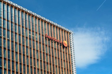 VILNIUS, LITHUANIA MAY 12, 2017: Swedbank office exterior. Swedbank AB, Nordic-Baltic banking group based in Stockholm, offering retail banking, asset management and financial clipart