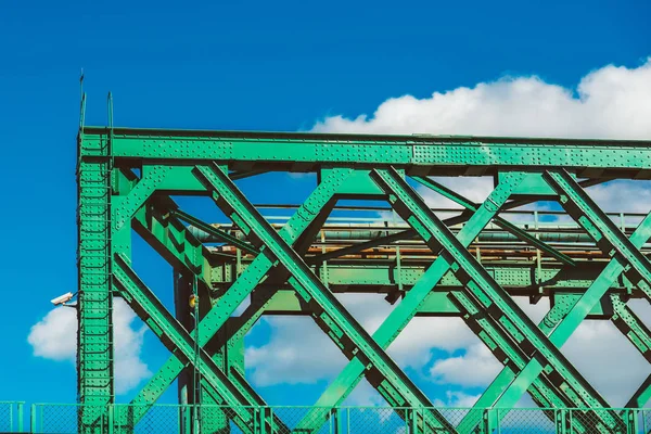 Close Angled View Green Steel Bridge Detail Beams Steel Construction — Stock Photo, Image