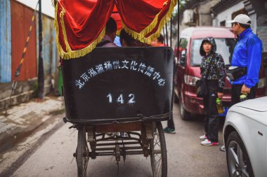 Beijing, Çin - 12 Mayıs 2016: Eski Hutongs, Beijing, geleneksel çekçek