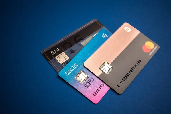 フィンテック Revolut N26 ベンチャー カードのカウナス リトアニア 2017 クローズ アップ ビュー — ストック写真