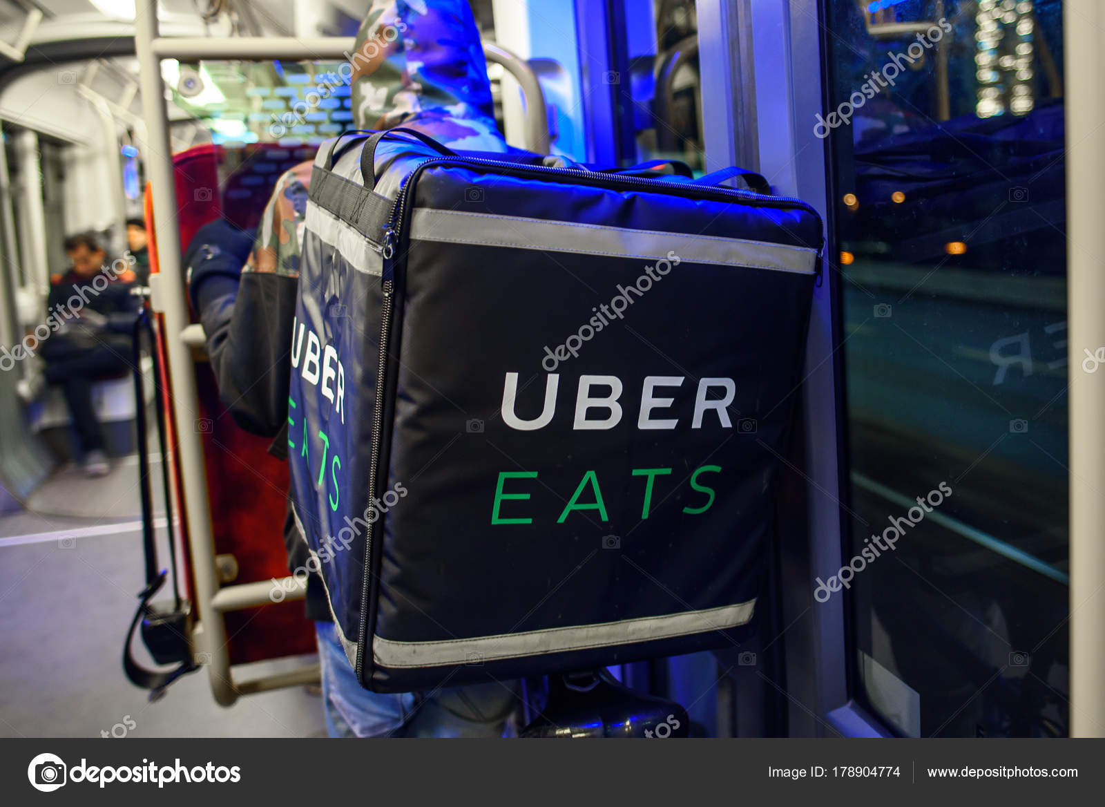 Closeup Uber Eats Backpack Warsaw Tramway Transport Logo – Stock Editorial  Photo © Afotoeu #178904774
