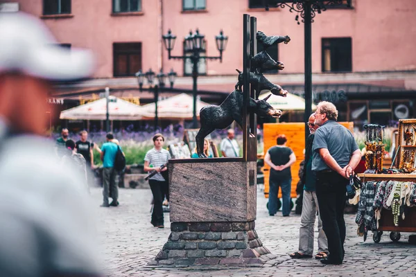 La città di Brema Musicisti scultura, Riga, Lettonia — Foto Stock
