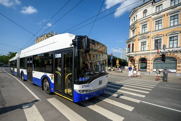 Riga Latvia Agosto 2016 Transporte Público Riga Dia Ensolarado Verão — Fotografia de Stock