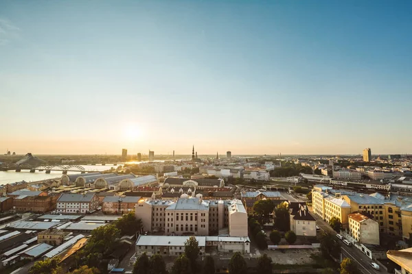 Riga Lettland Augusti 2016 Panoramautsikt Över Riga Med Färgglada Hustak — Stockfoto