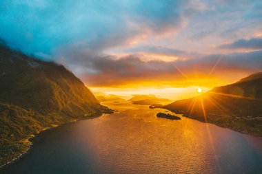 Drone aerial view of mountains in Norway