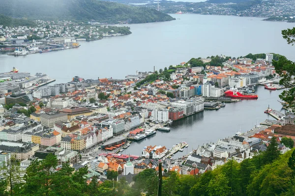 Vista da cidade de Floyen mountain, Bergen, Noruega — Fotografia de Stock