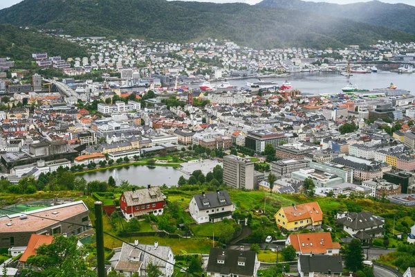 Vista da cidade de Floyen mountain, Bergen, Noruega — Fotografia de Stock