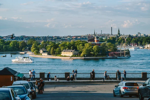 Stockholm Suecia Agosto 2019 Vista Panorámica Ciudad Desde Colina Monteliusvagen — Foto de Stock