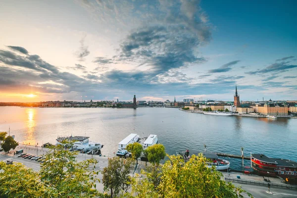 Stockholm kilátás a Monteliusvagen dombról — Stock Fotó