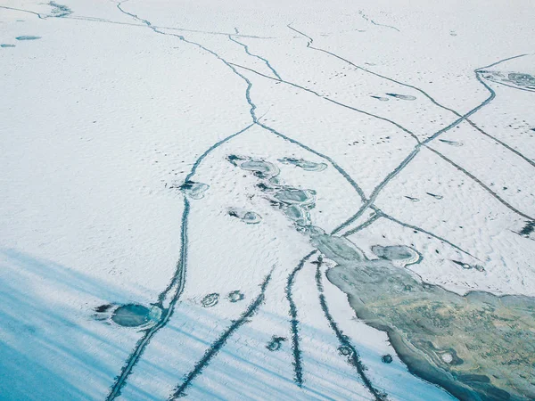 Замерзшее Каунасское море. Вид с высоты беспилотника — стоковое фото