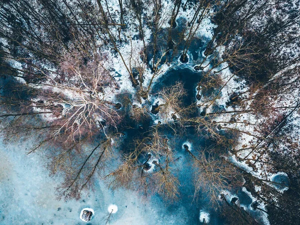 Drone vista aérea de lagos congelados Kirkilai — Fotografia de Stock