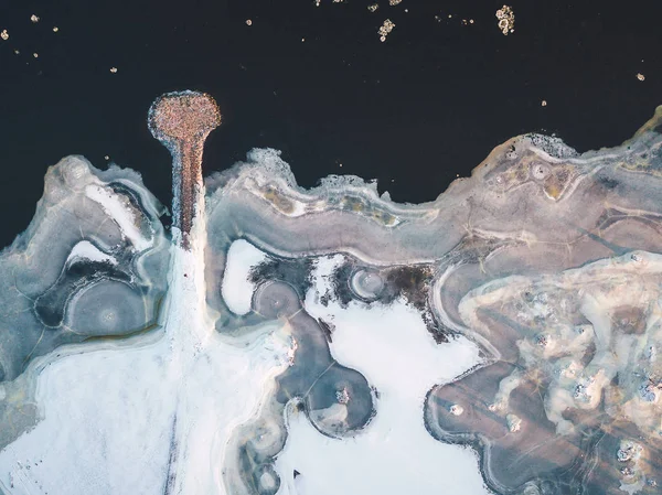 Vista aérea do rio Nemunas congelado, Lituânia — Fotografia de Stock