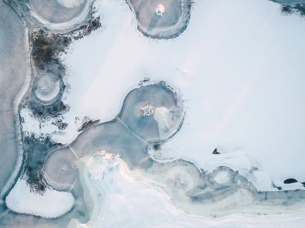 Veduta aerea del fiume Nemunas ghiacciato, Lituania — Foto Stock