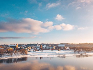 Kaunas 'ın eski kasabası, kış günü.